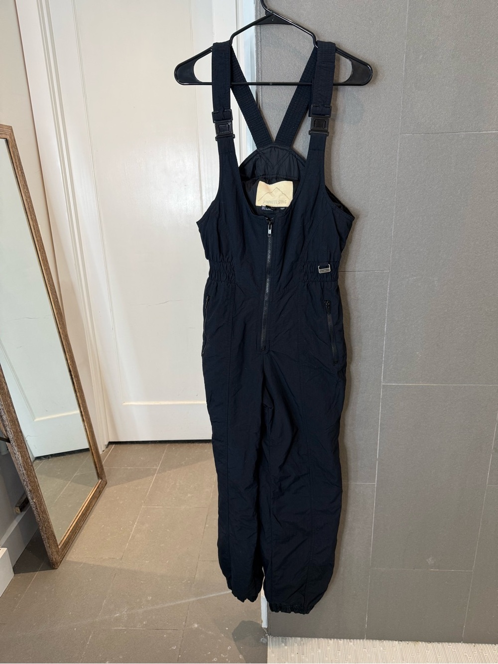 Vintage White Stag Black Insulated Ski Bib Snow Pants Women’s 10